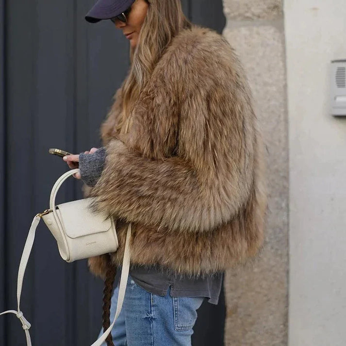 Women's Coat – Oversized Plush Faux Fur