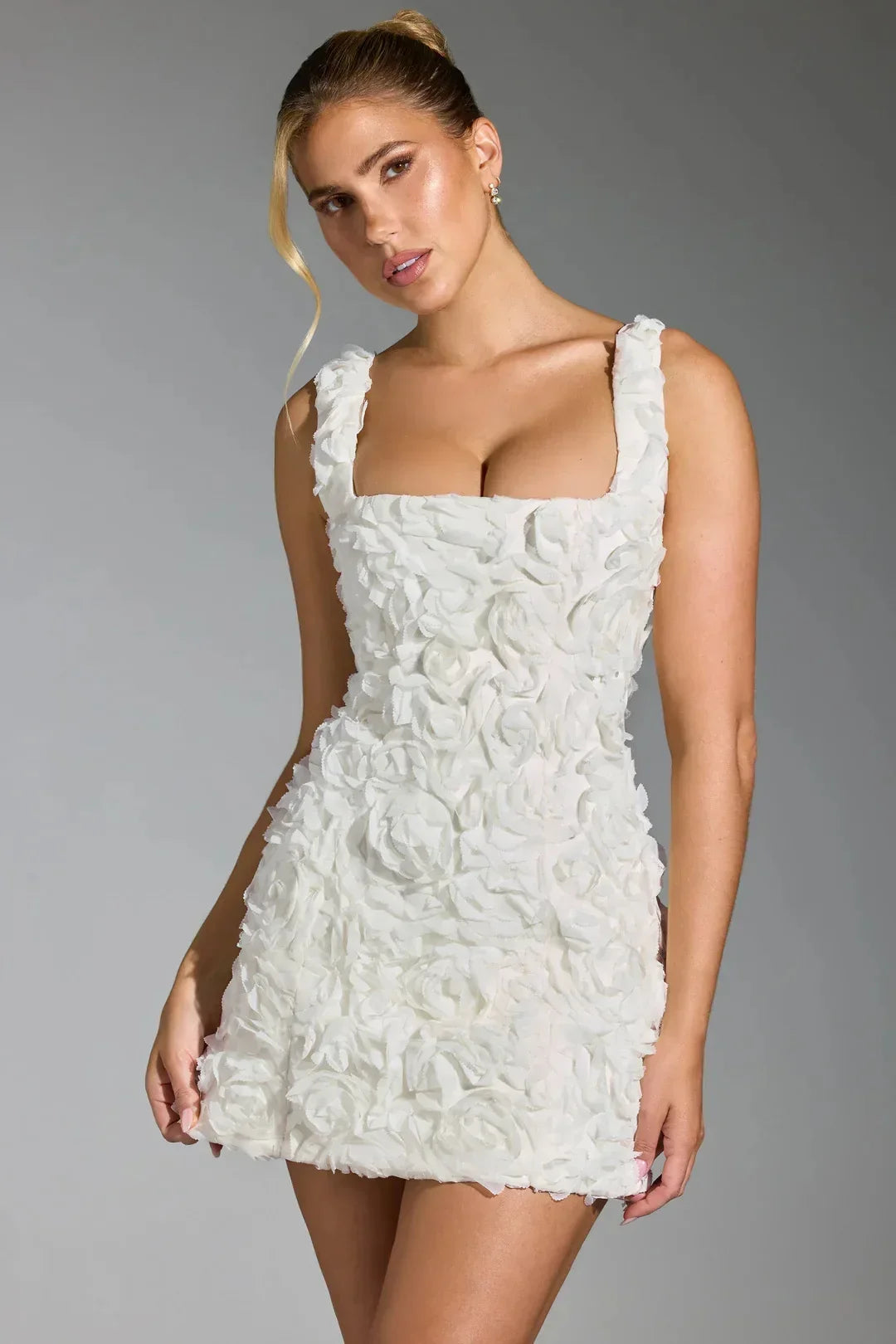 Women's Mini Dress – Floral Fitted Party