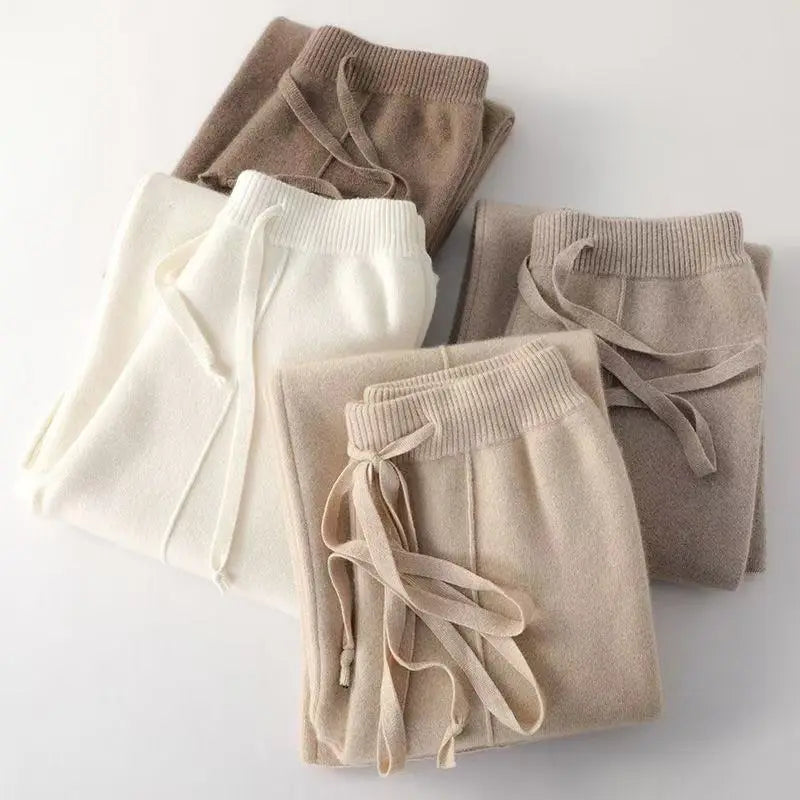 Women's Siena Merino Knit Trousers in Camel | Invictora.com