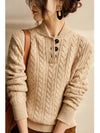 Women's Jumper – Openwork Cable Knit Turtleneck
