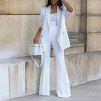 Women's Matching Outfit – Matching Blazer Wide Leg Trouser Set