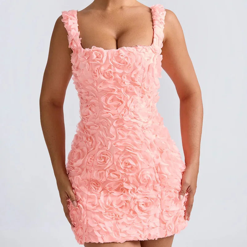 Women's Mini Dress – Floral Fitted Party