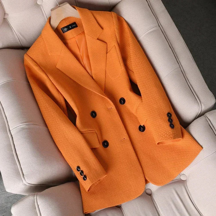Women's Bella Plaid Blazer in Orange | Invictora.com