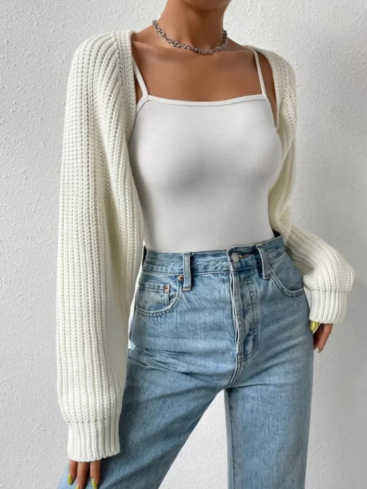 Women's Lola Cropped Knit Shrug in Black | Invictora.com