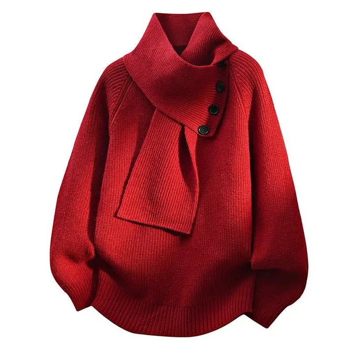 Women's Aurelia Scarf-Neck Knit in White | Invictora.com