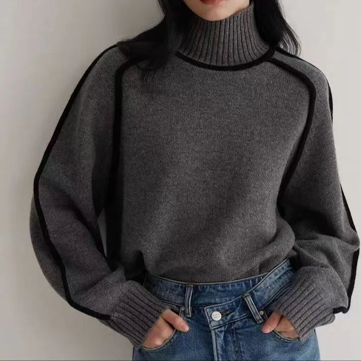 Women's Solène High-Neck Knit in Apricot | Invictora.com