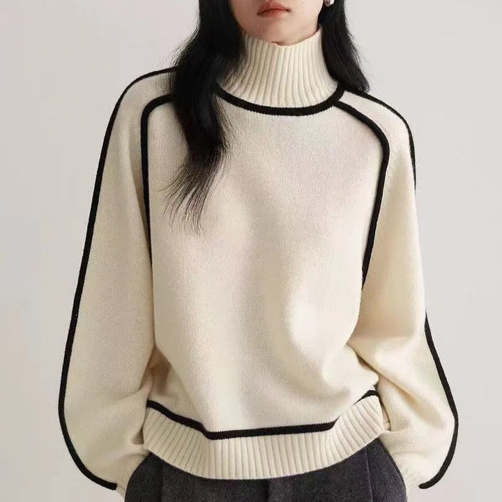 Women's Solène High-Neck Knit in Apricot | Invictora.com
