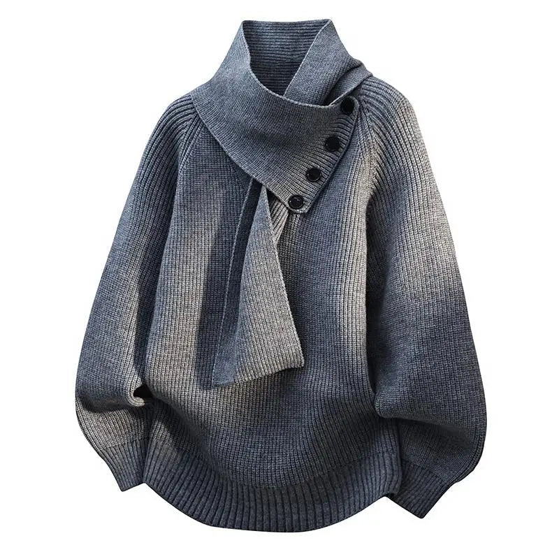 Women's Aurelia Scarf-Neck Knit in White | Invictora.com