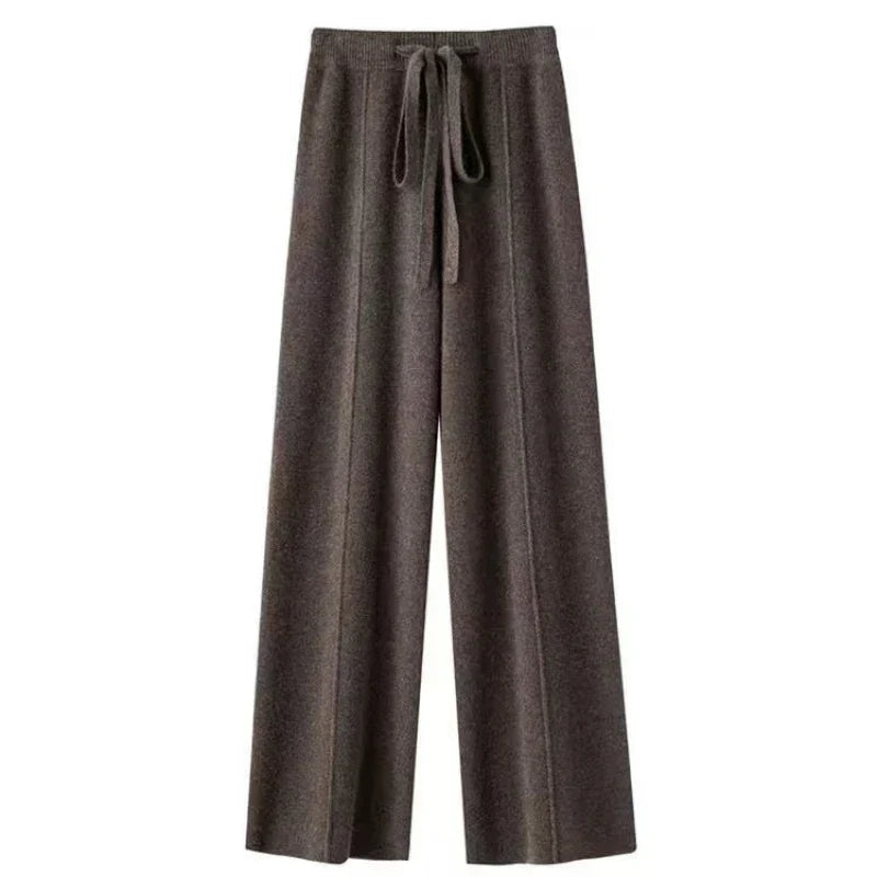 Women's Siena Merino Knit Trousers in Beige | Invictora.com