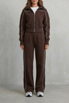 Women's Piped Zip-Up Cardigan & Wide-Leg Knit Co-ord