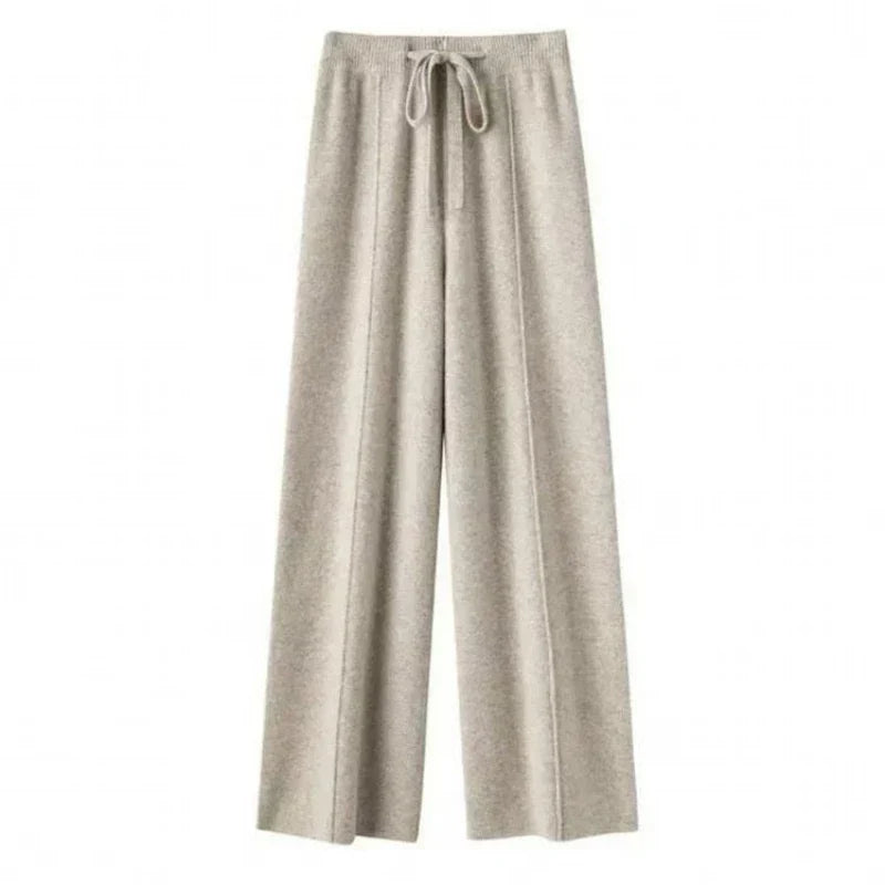 Women's Siena Merino Knit Trousers in Beige | Invictora.com