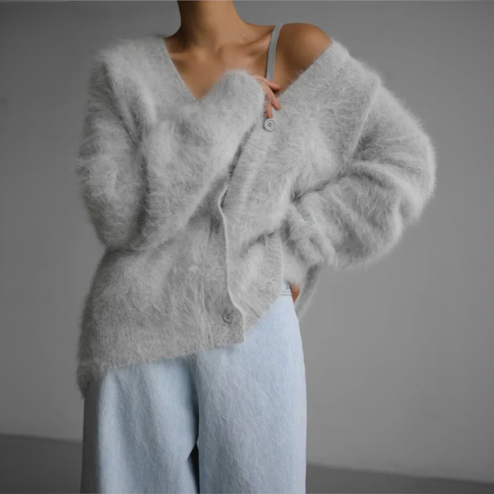 Women's Acrylic Button-Down Cardigan