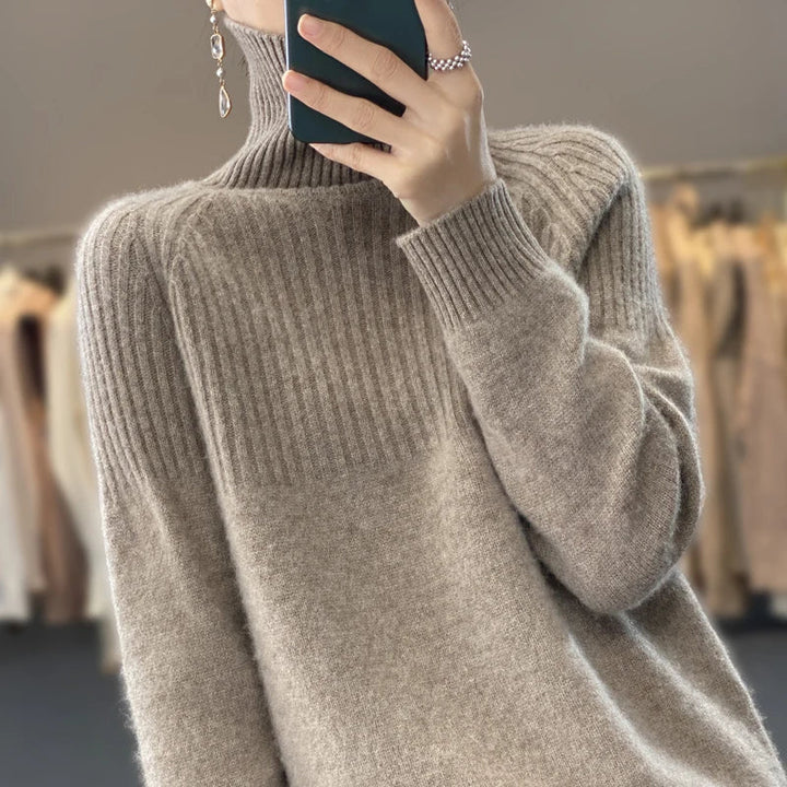 Women's Aria Ribbed Turtleneck in Blue | Invictora.com