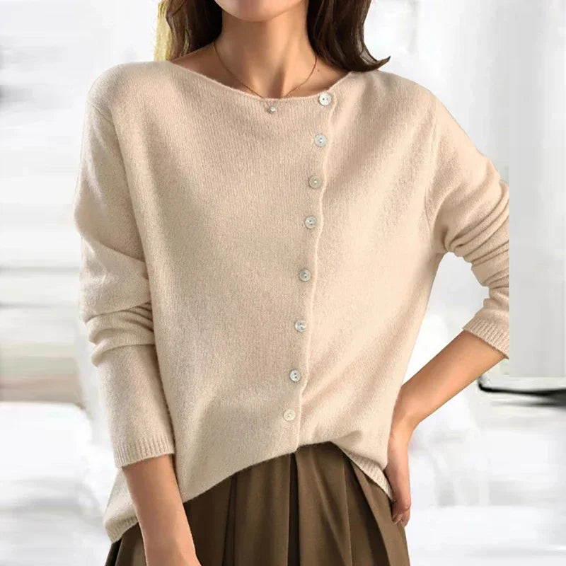 Women's Asymmetric-Button Knit Cardigan