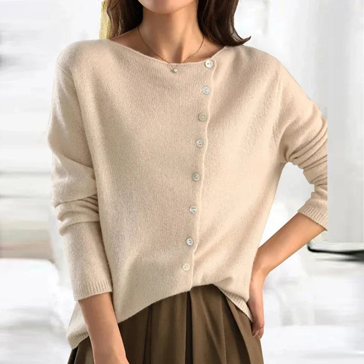 Women's Asymmetric-Button Knit Cardigan