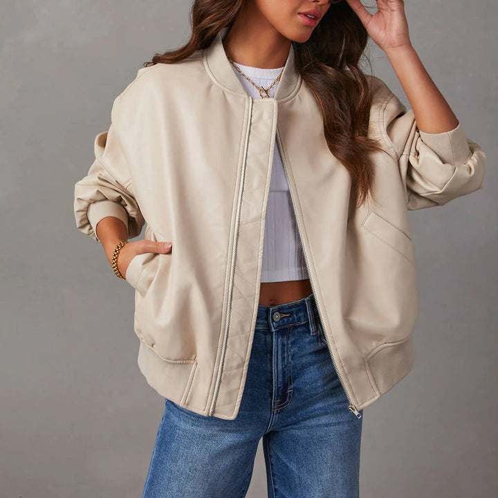 Women's Liv Leather Jacket in Brown | Invictora.com
