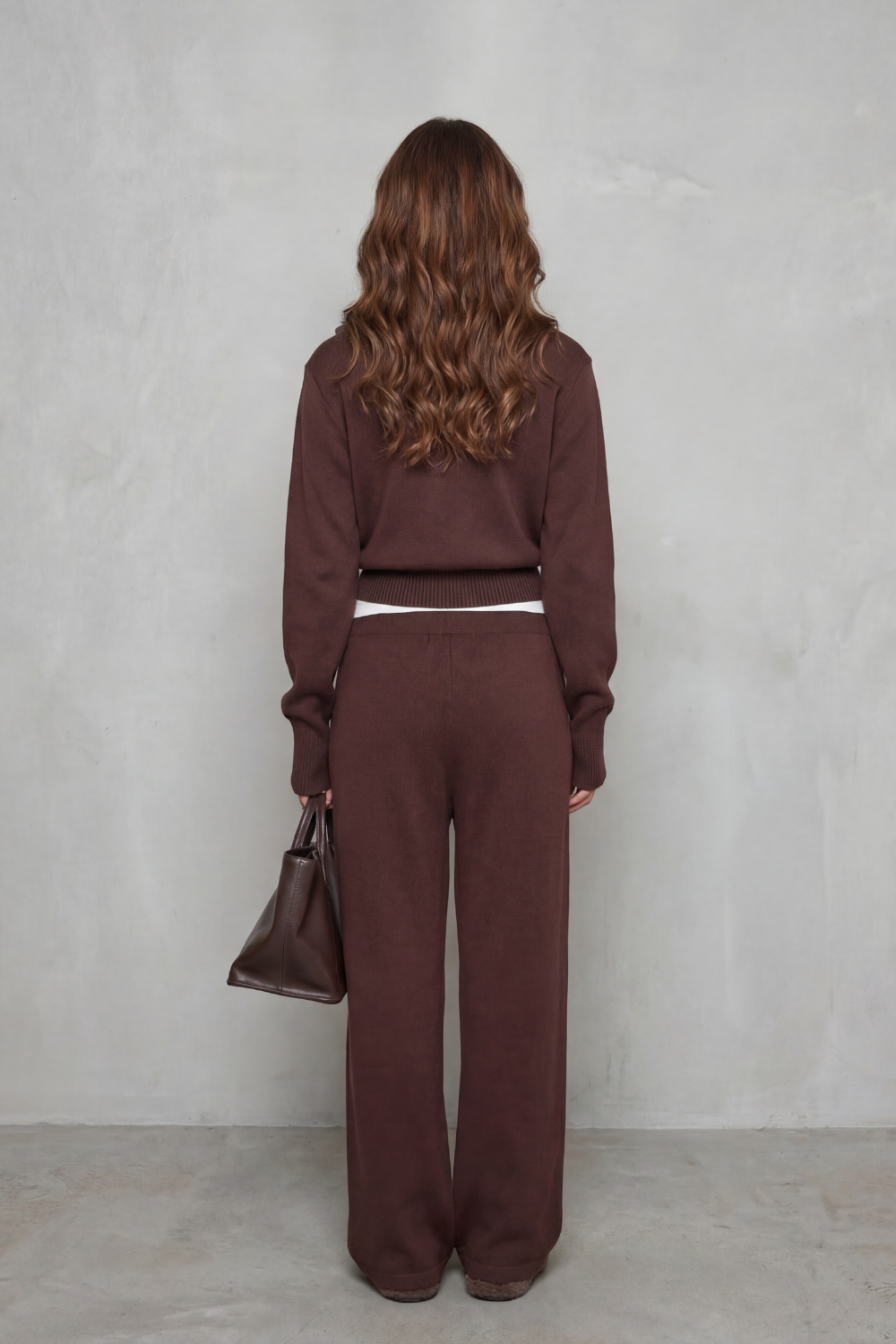 Women's Zip-Neck Knit Cardigan & Wide-Leg Lounge Set