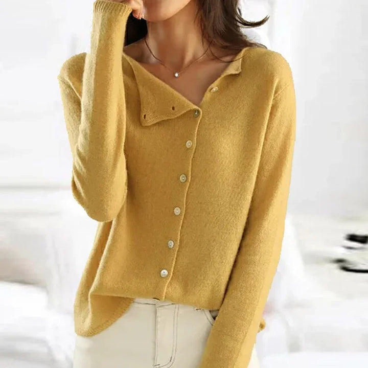 Women's Asymmetric-Button Knit Cardigan