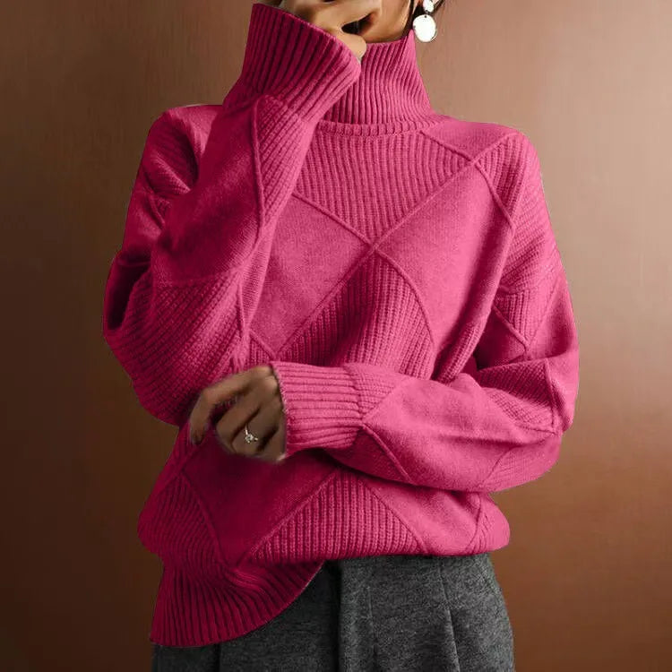 Women's Isla Ribbed Turtleneck in Camel | Invictora.com