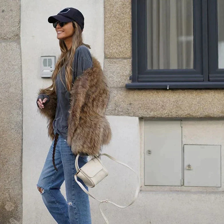 Women's Coat – Oversized Plush Faux Fur