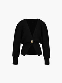 Women's Cardigan – Fitted Knit Statement Button