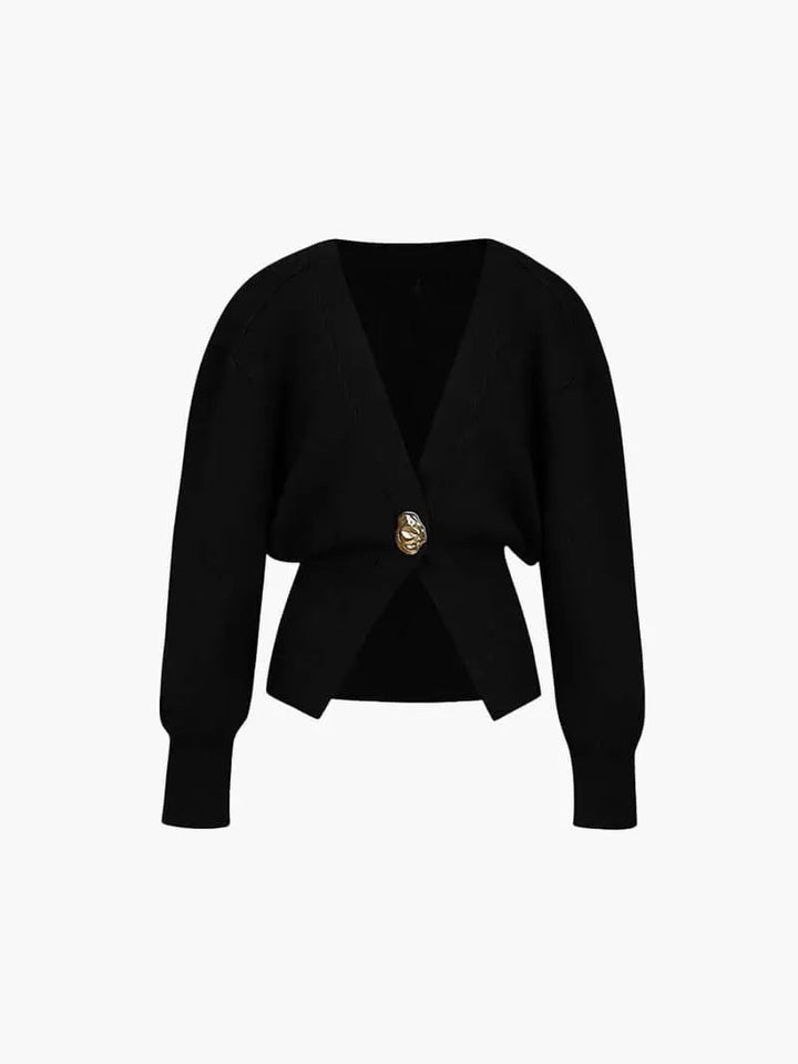 Women's Cardigan – Fitted Knit Statement Button