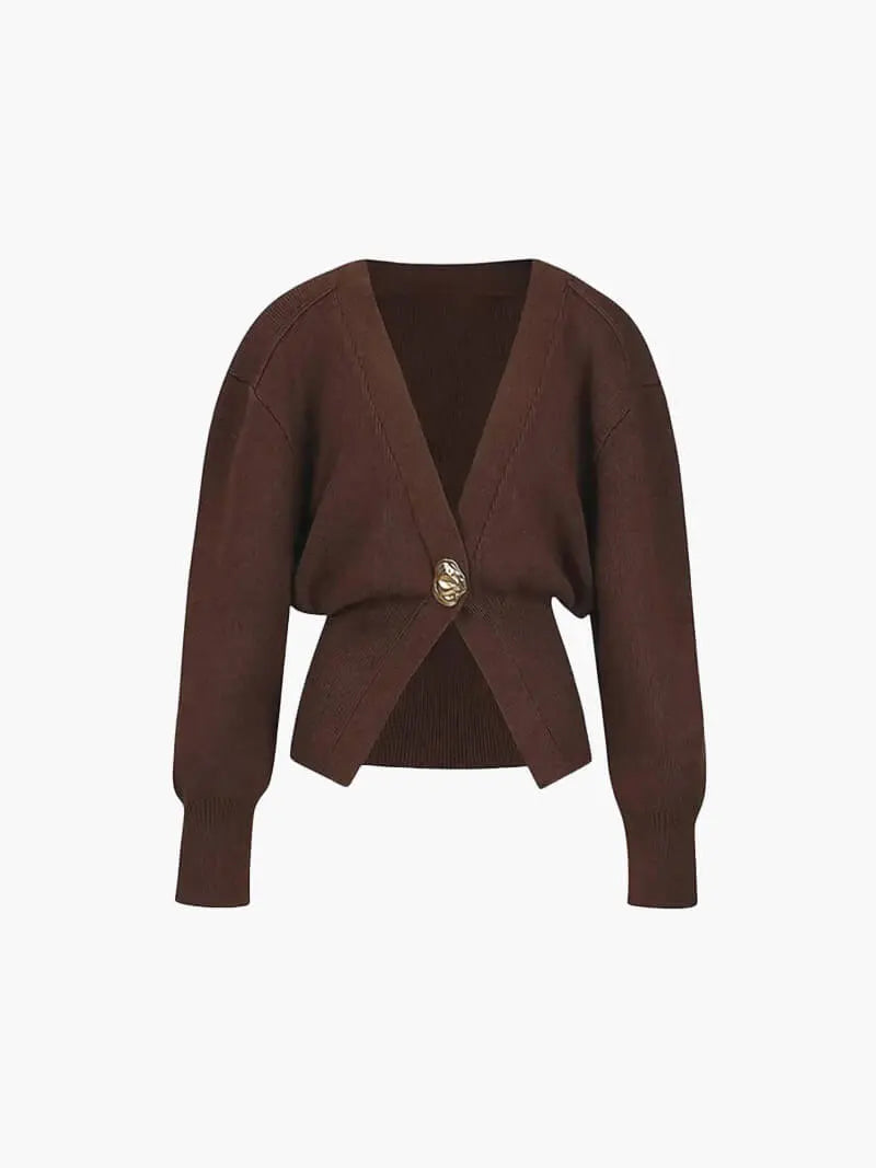 Women's Cardigan – Fitted Knit Statement Button