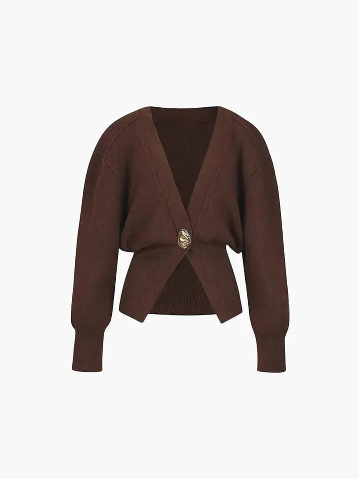 Women's Cardigan – Fitted Knit Statement Button