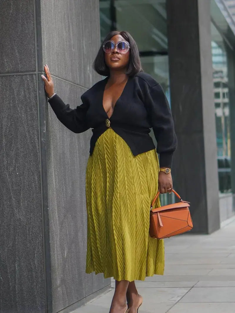 Women's Cardigan – Fitted Knit Statement Button