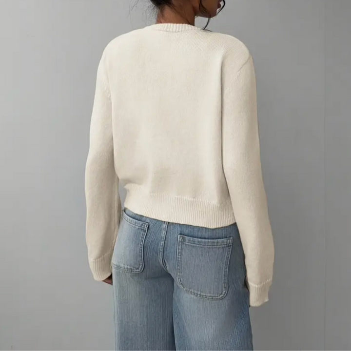 Women's Knit Cardigan – Cropped Knit Round Neck