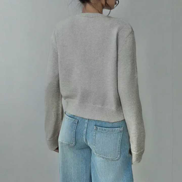 Women's Knit Cardigan – Cropped Knit Round Neck