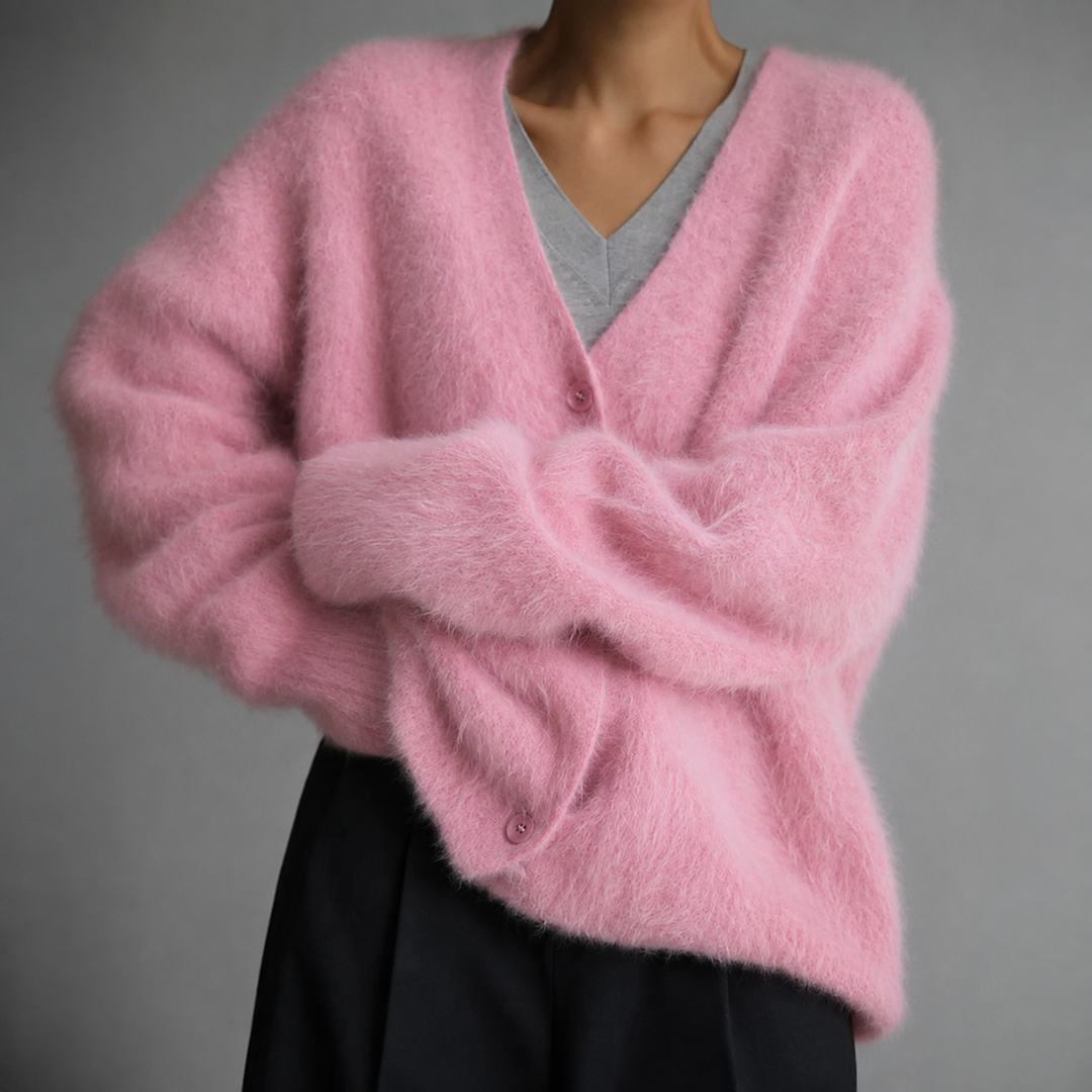 Women's Knit Cardigan – Relaxed Knit V-Neck And Button-Up