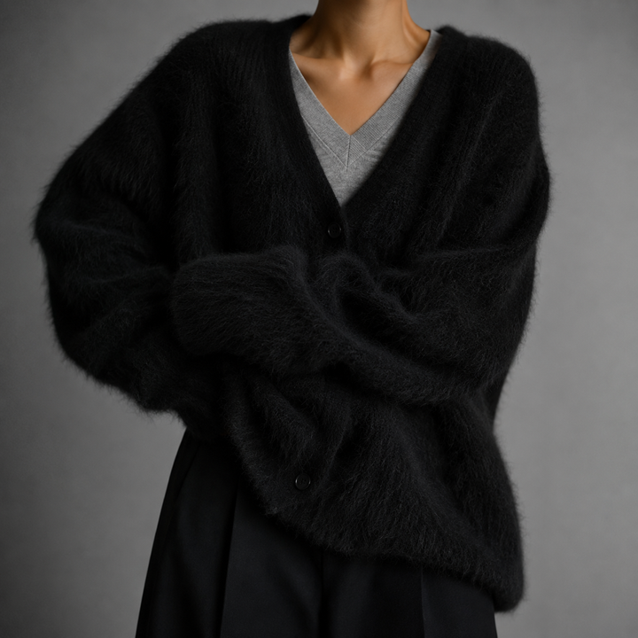 Women's Knit Cardigan – Relaxed Knit V-Neck And Button-Up