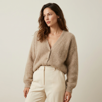 Women's Knit Cardigan – Relaxed Knit V-Neck And Button-Up
