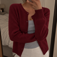 Women's Knit Cardigan – Round Neck And Button-Up