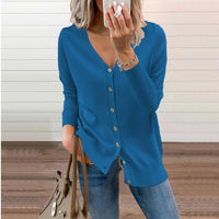 Women's Knit Cardigan – V-Neck And Ribbed Cuffs