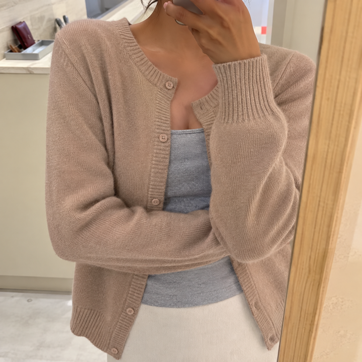 Women's Knit Cardigan – Button-Up And Round Neck