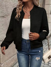 Women's Knit Cardigan – Textured Knit Zip-Up Ribbed Trim