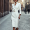Women's Zelda Belted Wrap Midi Dress in White | Invictora.com