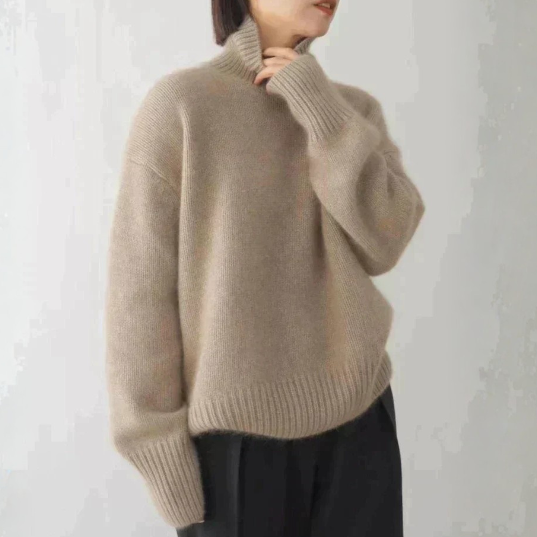 Women's Marais Cashmere Turtleneck Sweater in Taupe | Invictora.com