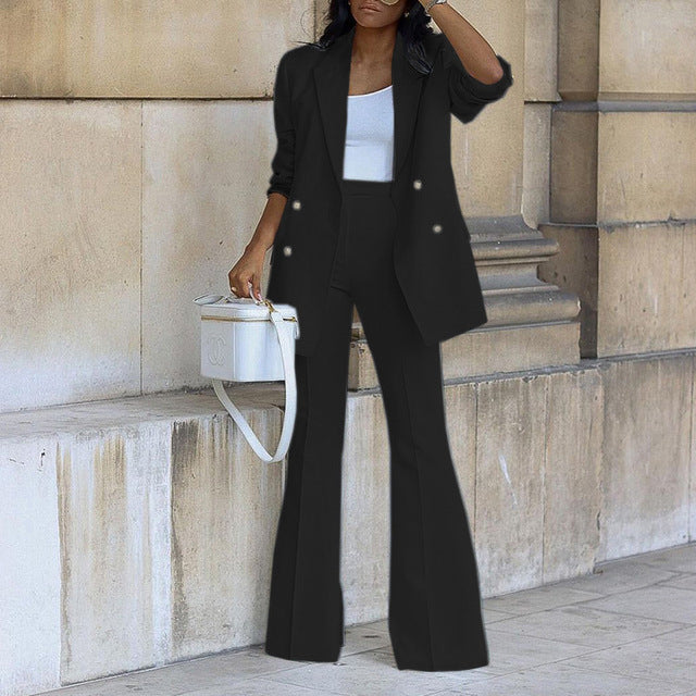Women's Matching Outfit – Matching Blazer Wide Leg Trouser Set