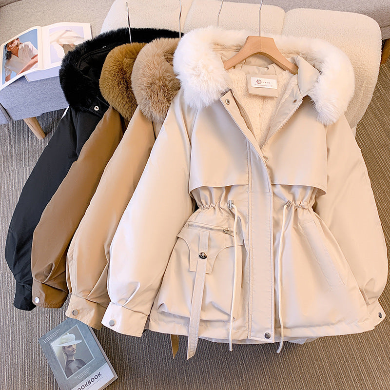 Women's Winter Utility Jacket – Faux-Fur Hood And Drawstring Waist