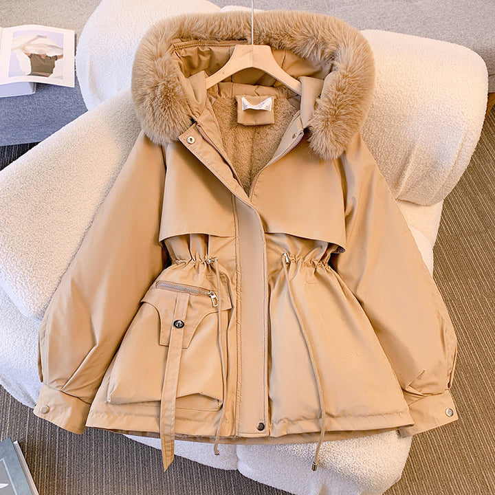 Women's Winter Utility Jacket – Faux-Fur Hood And Drawstring Waist