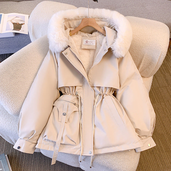 Women's Winter Utility Jacket – Faux-Fur Hood And Drawstring Waist