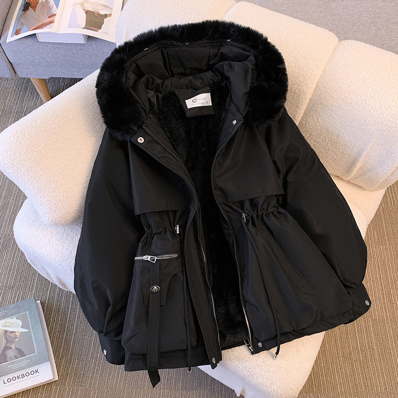 Women's Winter Utility Jacket – Faux-Fur Hood And Drawstring Waist