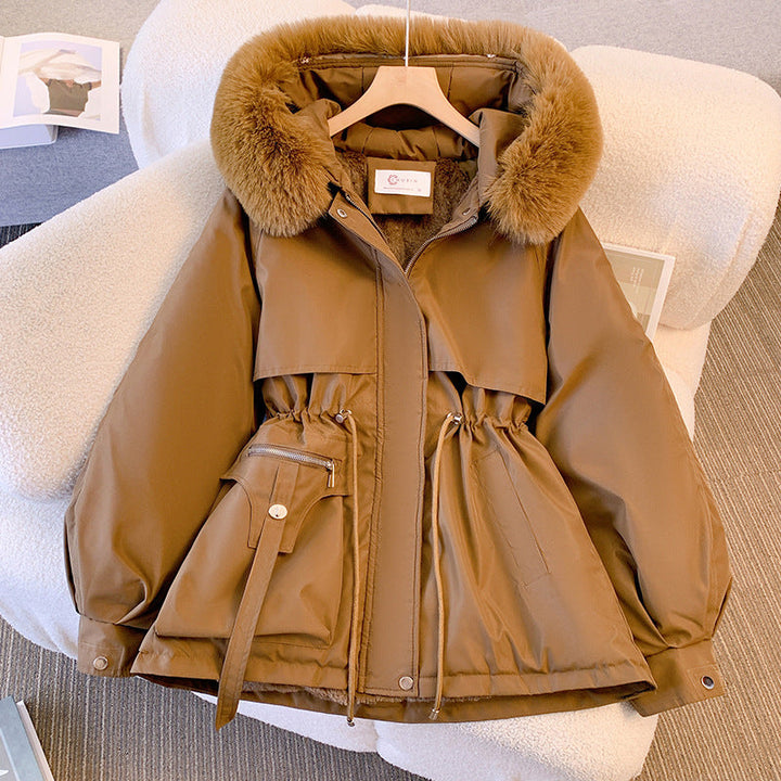 Women's Winter Utility Jacket – Faux-Fur Hood And Drawstring Waist