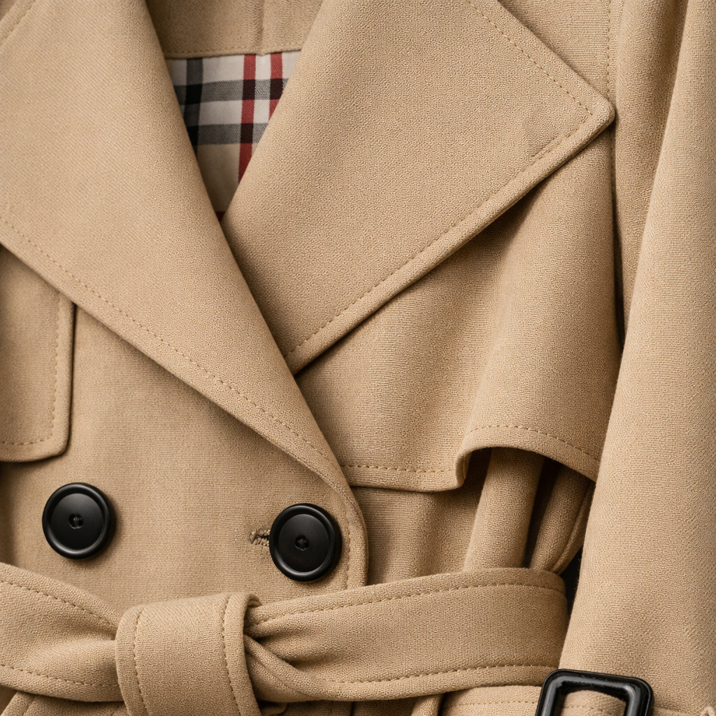 Women's Belted Trench Coat – Tailored Long Fit in Beige | Invictora.com