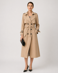Women's Belted Trench Coat – Tailored Long Fit