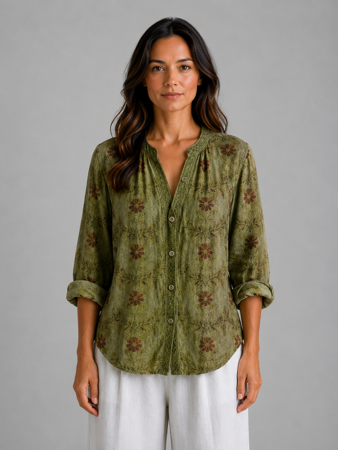 Women's Bohemian V-Neck Blouse – Relaxed Style Top in Purple | Invictora.com