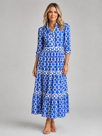 Women's Chain Print Midi Dress – Flattering Relaxed Fit